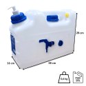 Kanister na wodę 3w1 z kranikiem i umywalką, transparentny HDPE, 10L Kamai SMARTCAN