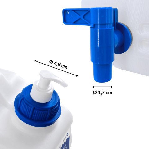 Kanister na wodę 3w1 z kranikiem i umywalką, transparentny HDPE, 10L Kamai SMARTCAN