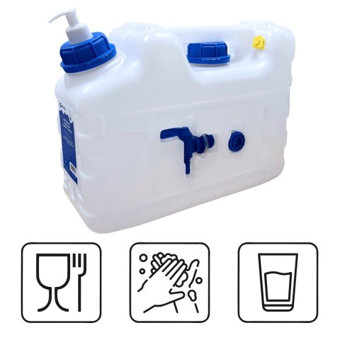 Kanister na wodę 3w1 z kranikiem i umywalką, transparentny HDPE, 10L Kamai SMARTCAN