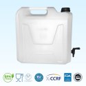 Kanister na wodę pitną z dolnym kranikiem, transparentny, tworzywo HDPE, 22L Kamai SMARTCAN