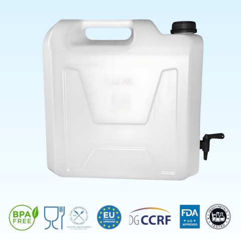 Kanister na wodę pitną z dolnym kranikiem, transparentny, tworzywo HDPE, 22L Kamai SMARTCAN