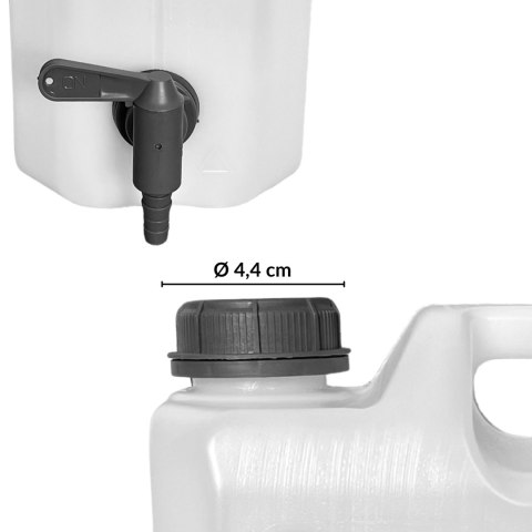 Kanister na wodę pitną z dolnym kranikiem, tworzywo HDPE, 12L Kamai SMARTCAN
