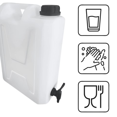 Kanister na wodę pitną z dolnym kranikiem, tworzywo HDPE, 12L Kamai SMARTCAN