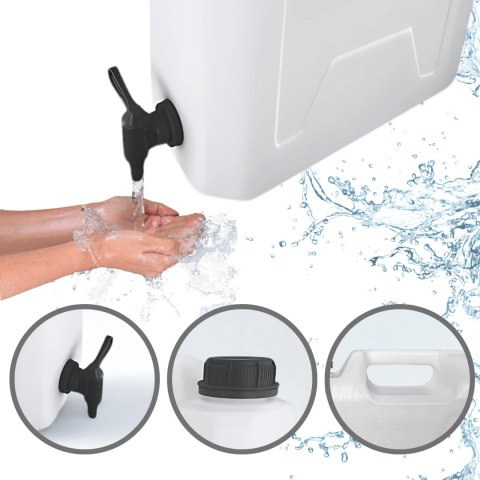 Kanister na wodę pitną z dolnym kranikiem, tworzywo HDPE, 12L Kamai SMARTCAN
