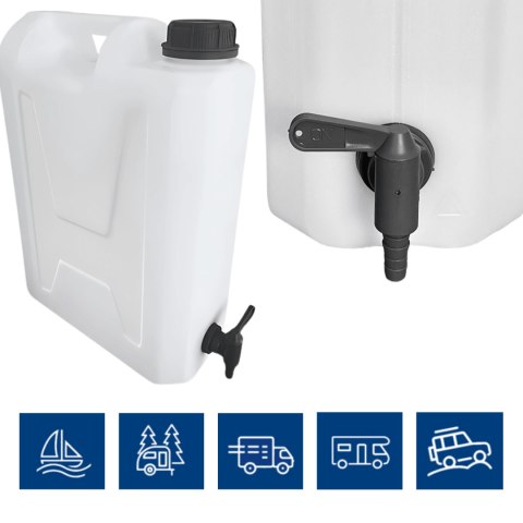 Kanister na wodę pitną z dolnym kranikiem, tworzywo HDPE, 12L Kamai SMARTCAN