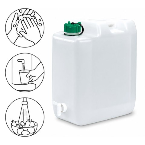 Kanister na wodę pitną z kranikiem i odpowietrznikiem, tworzywo HDPE, 20L Kamai SimplyCan
