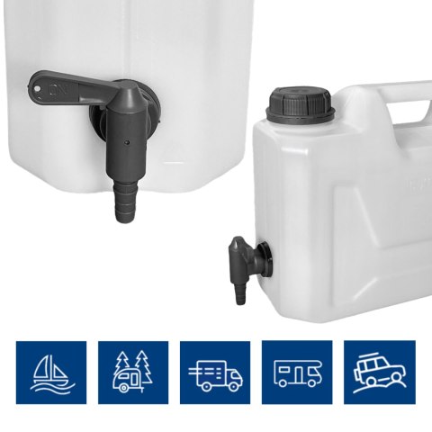 Kanister na wodę z dolnym kranikiem, transparentny HDPE, 5L Kamai SMARTCAN