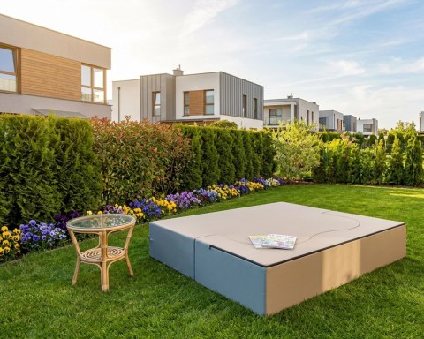 Sofa TWIST GARDEN sofa ogrodowa 3-osobowa, 120x200 cm, rozkładana do spania, 120x200 - TKANINA WODNOODPORNA Beżowa
