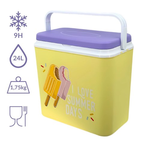Lodówka CEGECO 24L Żółta wzór Lody Kamai Kamai COOLBOX