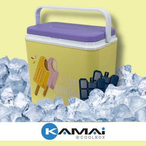 Lodówka CEGECO 24L Żółta wzór Lody Kamai Kamai COOLBOX