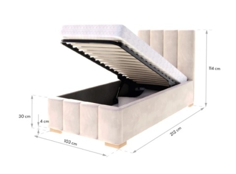 Łóżko tapicerowane AUSTIN z pojemnikiem i stelażem 90x200 BOUCLE Pastelowy róż