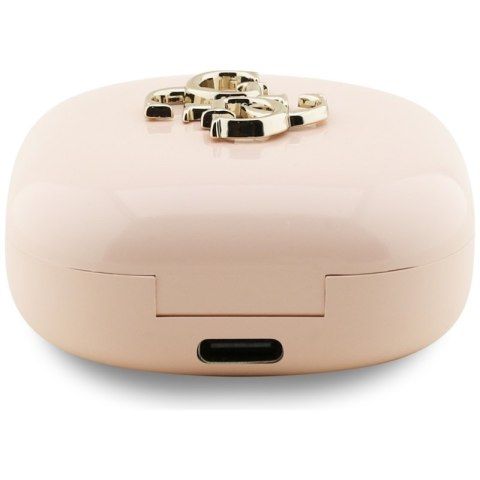 Guess 4G Metal Logo - Słuchawki Bluetooth TWS + etui ładujące (różowy)