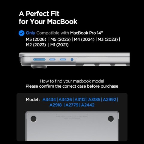 Spigen AirSkin - Obudowa MacBook Pro 14" (M5/M4/M3/M2/M1/2026-2021) (Frost Clear)
