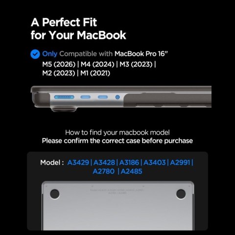 Spigen AirSkin - Obudowa MacBook Pro 16" (M5/M4/M3/M2/M1/2026-2021) (Frost Black)