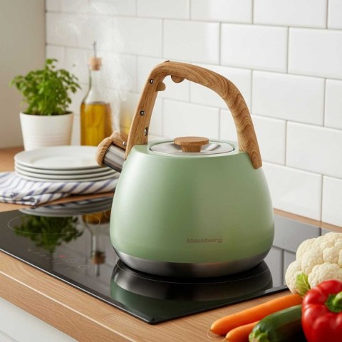 CZAJNIK STALOWY Z GWIZDKIEM 2,5L KLAUSBERG KB-9039 PISTACJOWY