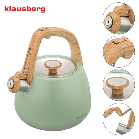 CZAJNIK STALOWY Z GWIZDKIEM 2,5L KLAUSBERG KB-9039 PISTACJOWY