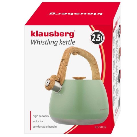 CZAJNIK STALOWY Z GWIZDKIEM 2,5L KLAUSBERG KB-9039 PISTACJOWY