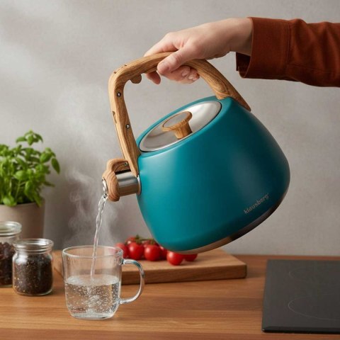 CZAJNIK STALOWY Z GWIZDKIEM 2,5L KLAUSBERG KB-9040 TURKUSOWY