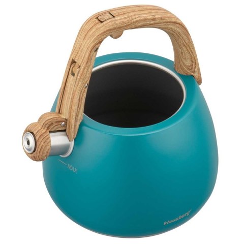 CZAJNIK STALOWY Z GWIZDKIEM 2,5L KLAUSBERG KB-9040 TURKUSOWY