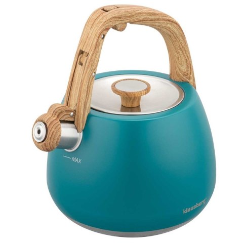CZAJNIK STALOWY Z GWIZDKIEM 2,5L KLAUSBERG KB-9040 TURKUSOWY