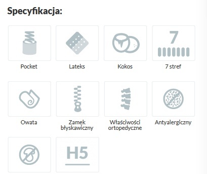 Materac Multipocket z lateksem i kokosem H5 HEROS 80x200x25 SilverActive