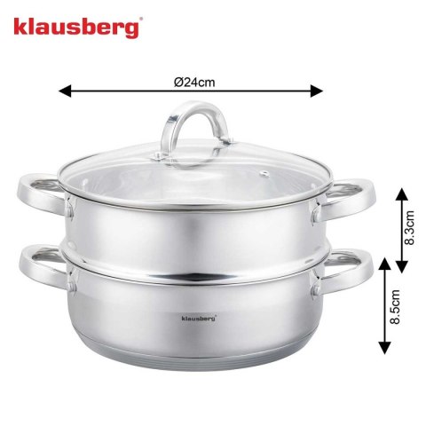 PŁASKI GARNEK NA PARĘ KLAUSBERG 3 ELEM. 24cm KB-9072