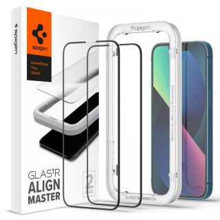 Spigen Alm Glass FC 2-Pack - Szkło hartowane do iPhone 17e / 16e / 14 / 13 / 13 Pro 2 szt (Czarna ramka)