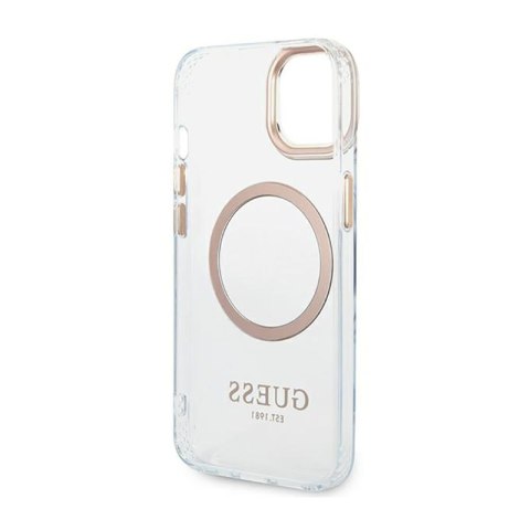 Guess Metal Outline Magsafe - Etui iPhone 14 (przezroczysty / złoty)