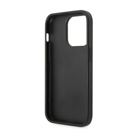 Guess Saffiano Metal Logo Stripes - Etui iPhone 14 Pro (czarny)
