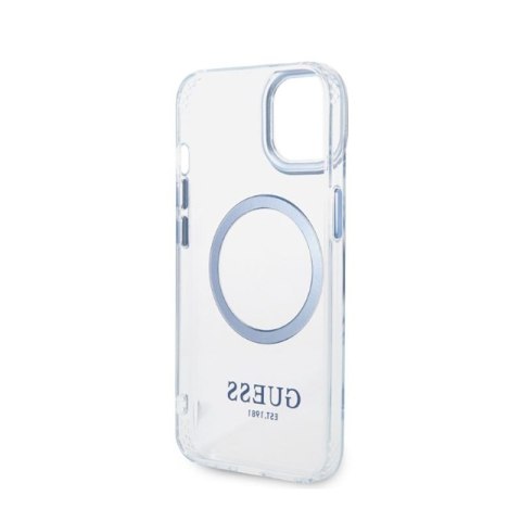 Guess Metal Outline Magsafe - Etui iPhone 14 Plus (przezroczysty / niebieski)