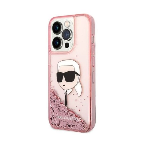 Karl Lagerfeld Liquid Glitter NFT Karl's Head - Etui iPhone 14 Pro Max (różowy)