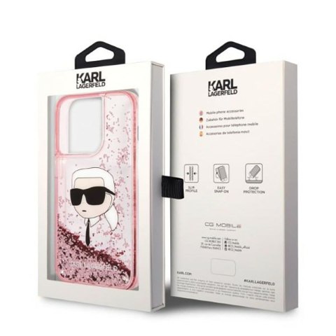 Karl Lagerfeld Liquid Glitter NFT Karl's Head - Etui iPhone 14 Pro (różowy)