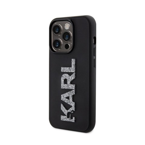 Karl Lagerfeld 3D Rubber Glitter Logo - Etui iPhone 15 Pro (czarny)