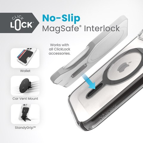 Speck Presidio Perfect-Clear ClickLock & MagSafe - Etui iPhone 17e / 16e / 15 / 14 / 13 (Clear / Frosted Black / Slate Grey)