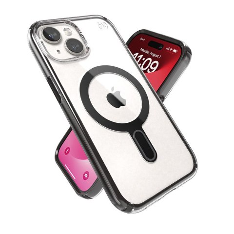 Speck Presidio Perfect-Clear ClickLock & MagSafe - Etui iPhone 17e / 16e / 15 / 14 / 13 (Clear / Frosted Black / Slate Grey)
