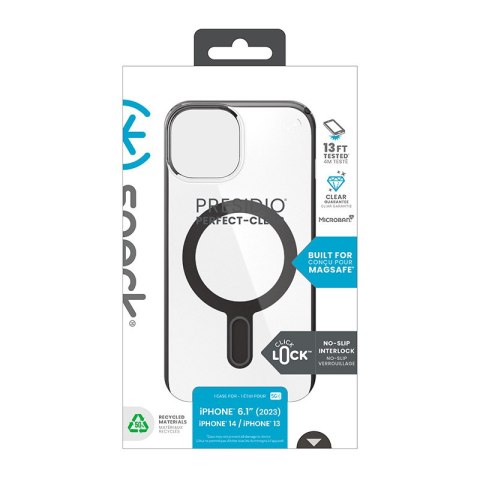Speck Presidio Perfect-Clear ClickLock & MagSafe - Etui iPhone 17e / 16e / 15 / 14 / 13 (Clear / Frosted Black / Slate Grey)