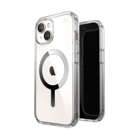 Speck Presidio Perfect-Clear MagSafe - Etui iPhone 17e / 16e / 15 / 14 / 13 (Clear / Chrome Finish / Serene Silver)