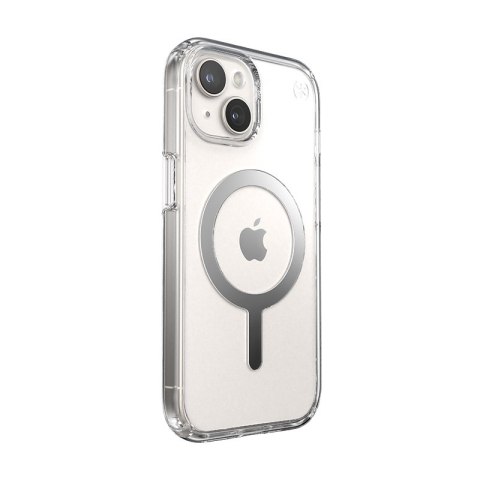 Speck Presidio Perfect-Clear MagSafe - Etui iPhone 17e / 16e / 15 / 14 / 13 (Clear / Chrome Finish / Serene Silver)