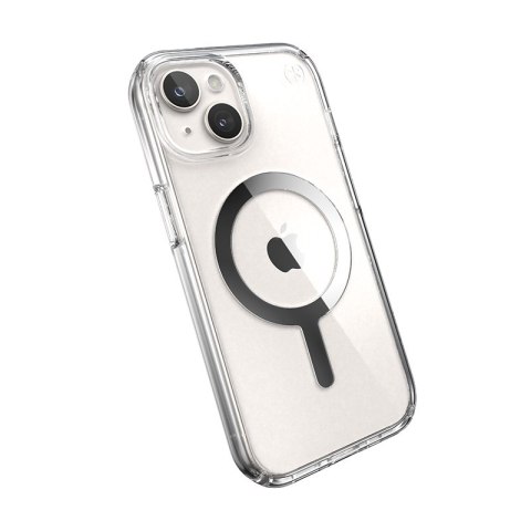Speck Presidio Perfect-Clear MagSafe - Etui iPhone 17e / 16e / 15 / 14 / 13 (Clear / Chrome Finish / Serene Silver)