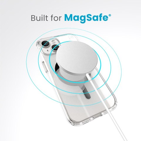 Speck Presidio Perfect-Clear MagSafe - Etui iPhone 17e / 16e / 15 / 14 / 13 (Clear / Chrome Finish / Serene Silver)