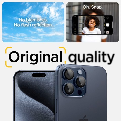 Spigen Optik Pro GLAS.TR EZ Fit Camera Protector 2-Pack - Szkło ochronne na obiektyw do iPhone 15 Pro / 15 Pro Max / iPhone 14 P