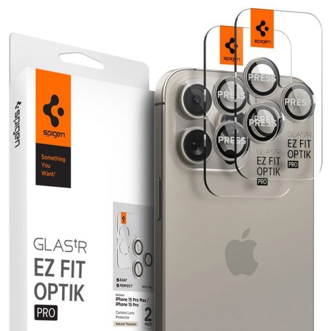 Spigen Optik Pro GLAS.TR EZ Fit Camera Protector 2-Pack - Szkło ochronne na obiektyw do iPhone 17 Pro / 17 Pro Max / iPhone 15 P