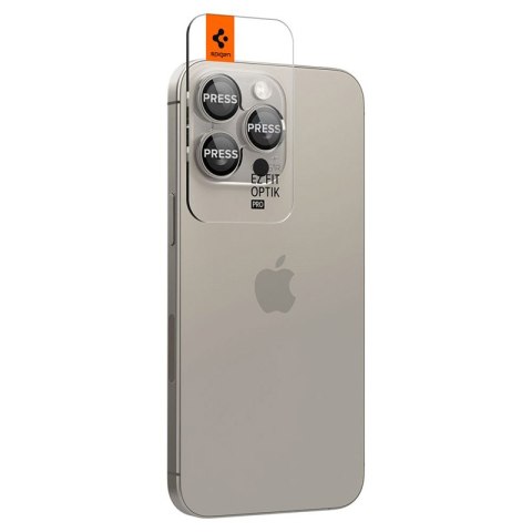 Spigen Optik Pro GLAS.TR EZ Fit Camera Protector 2-Pack - Szkło ochronne na obiektyw do iPhone 17 Pro / 17 Pro Max / iPhone 15 P