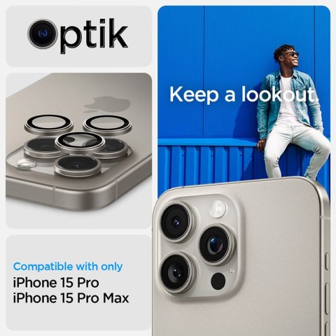 Spigen Optik Pro GLAS.TR EZ Fit Camera Protector 2-Pack - Szkło ochronne na obiektyw do iPhone 17 Pro / 17 Pro Max / iPhone 15 P