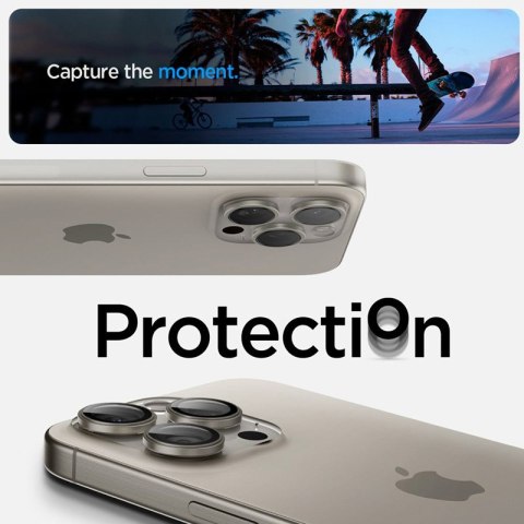 Spigen Optik Pro GLAS.TR EZ Fit Camera Protector 2-Pack - Szkło ochronne na obiektyw do iPhone 17 Pro / 17 Pro Max / iPhone 15 P