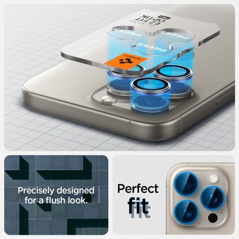 Spigen Optik Pro GLAS.TR EZ Fit Camera Protector 2-Pack - Szkło ochronne na obiektyw do iPhone 17 Pro / 17 Pro Max / iPhone 15 P