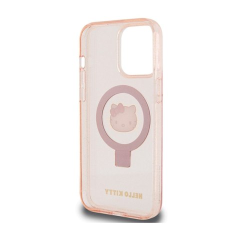 Hello Kitty Ring Stand Glitter Electrop Logo MagSafe - Etui iPhone 15 Pro Max (różowy)