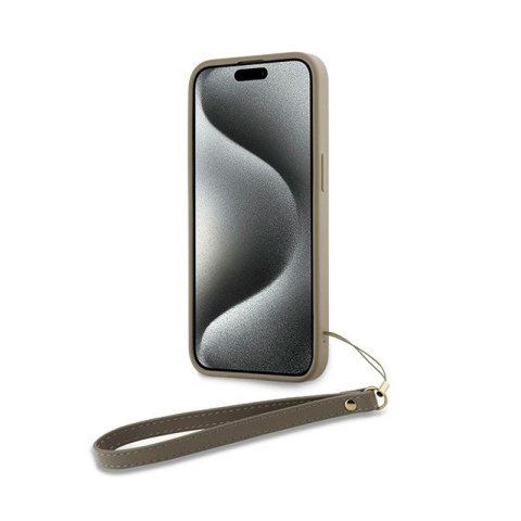 DKNY Wrist Strap Stock Logo - Etui iPhone 15 / 14 / 13 (beżowy)