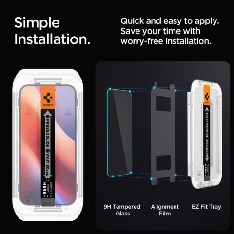 Spigen GLAS.TR EZ FIT Privacy 2-Pack - Szkło hartowane z filtrem prywatyzującym do iPhone 16 Pro / 17 / 17 Pro 2 szt