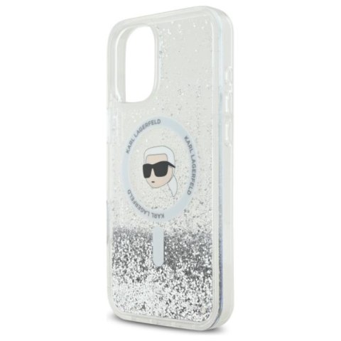 Karl Lagerfeld Liquid Glitter Karl Head MagSafe - Etui iPhone 16 (przezroczysty)
